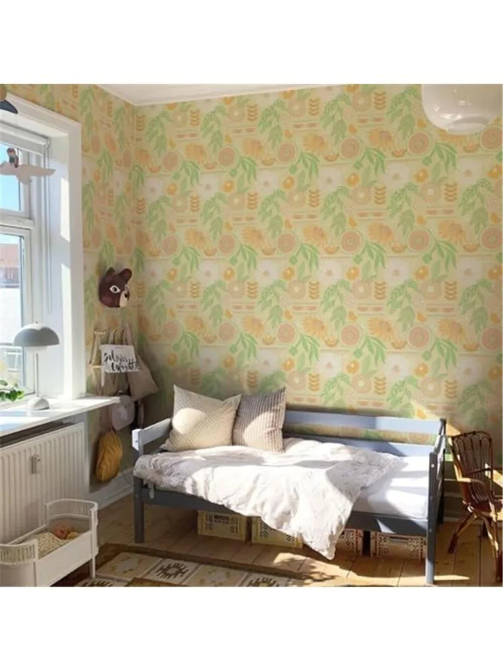 Peel Stick Wallpaper Boho Floral Removable Vinyl Light Yellow Botanical Roll